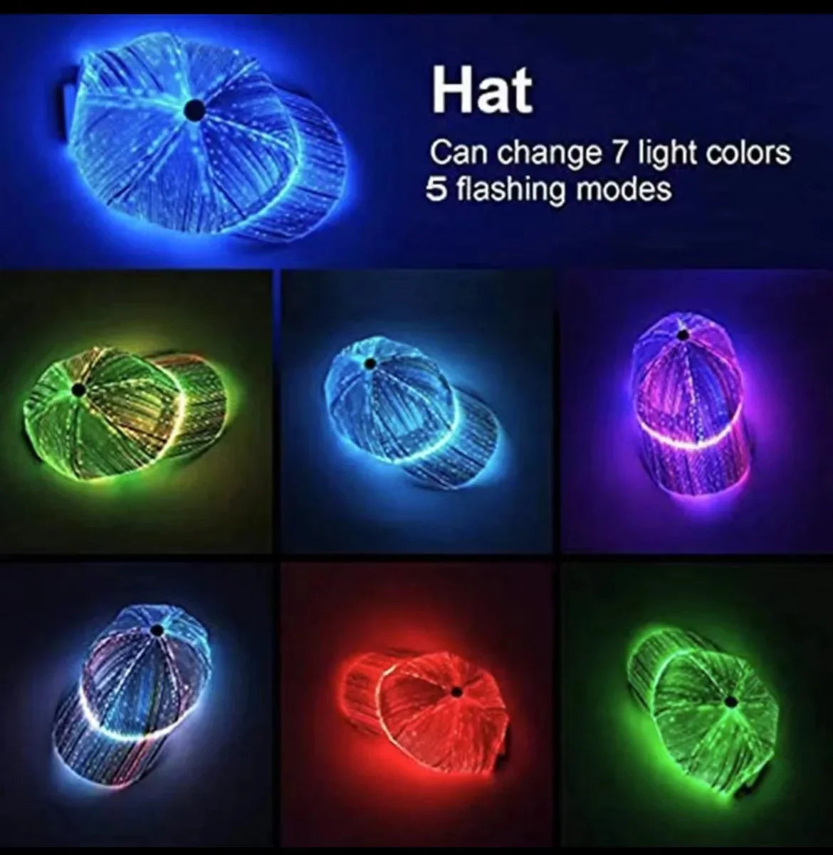 Luminight Rechargeable Fiber Optic Glow Baseball Cap