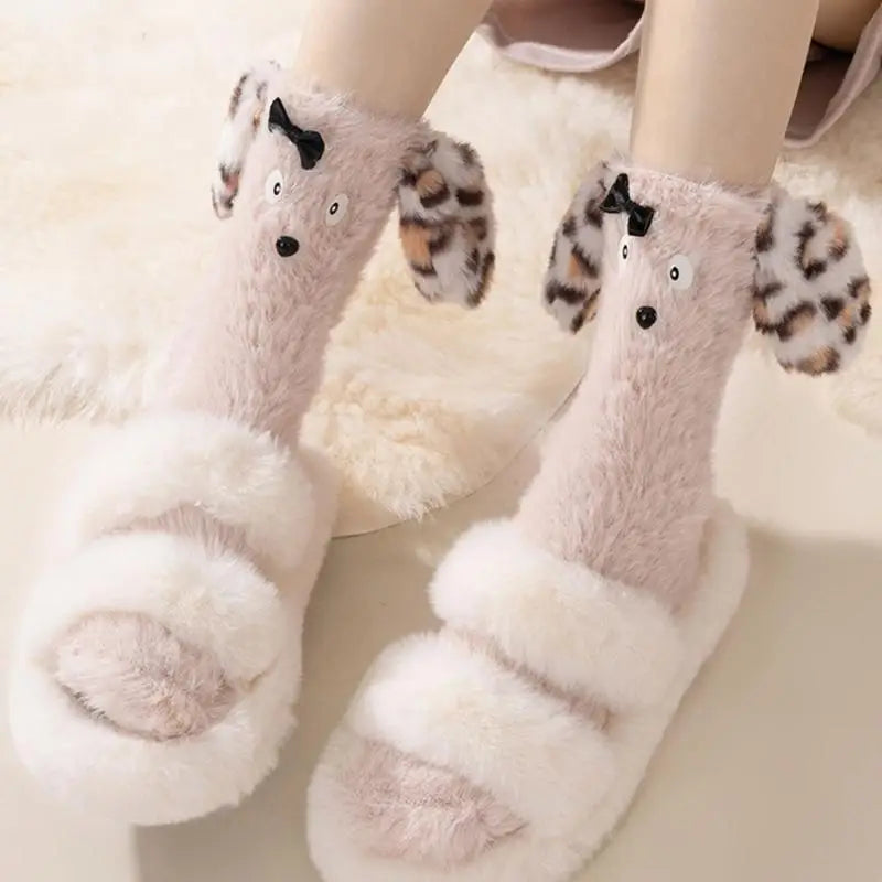 Soft Puppy Ears Fuzzy Warm Socks - Image 0