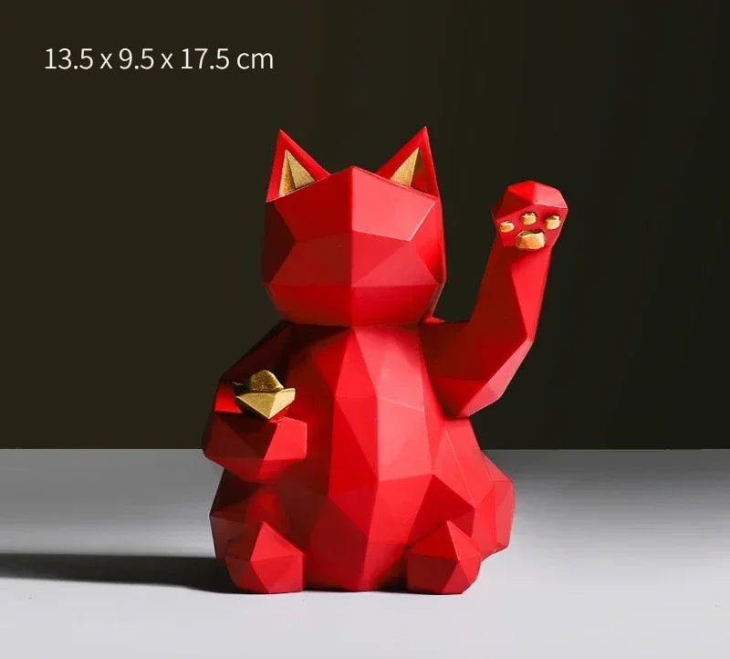 Nordic Minimalism Geometry Lucky Cat Statues - Image 8