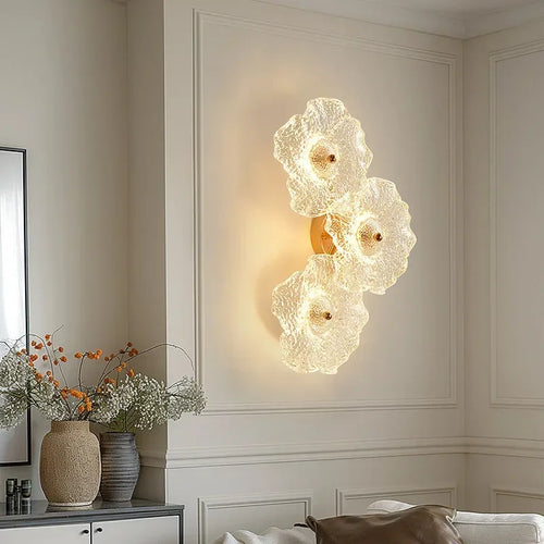 Fiorella Textured Glass Flower Wall Sconce Lamp - Image 0