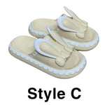 Cute Rabbit Low Wedge Women Slippers