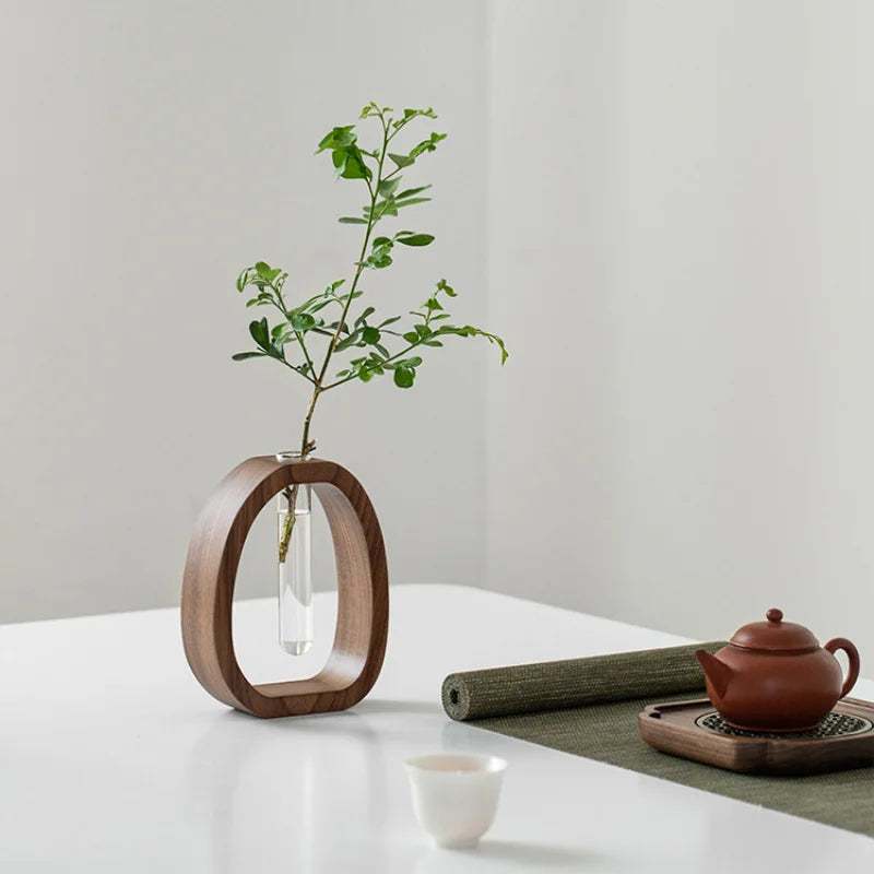 Oval Wood Frame Single Stem Vase - Image 4