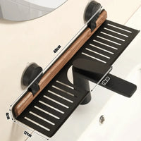 Over Sink Suction Cup Walnut Bathroom Rack - Image 7