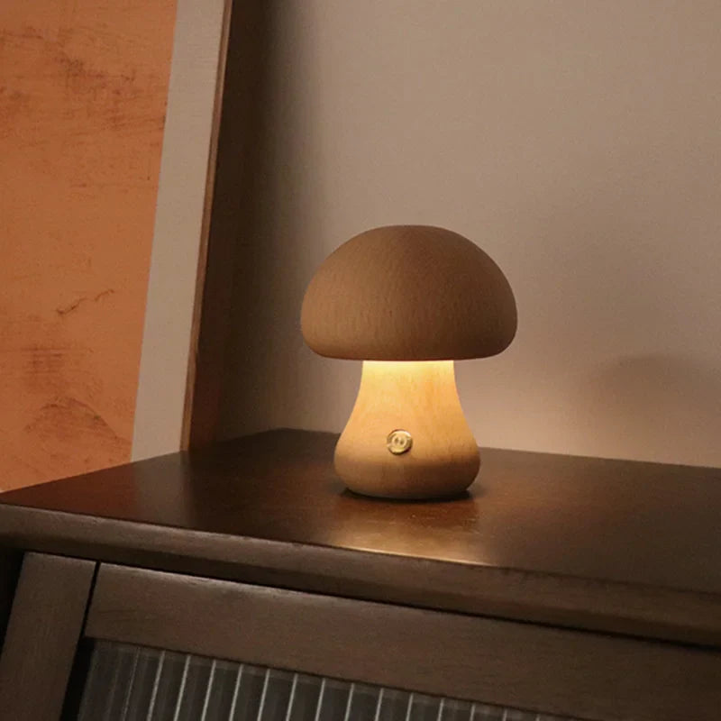 Touch Switch Wooden Mushroom LED Night Lamp - Image 8