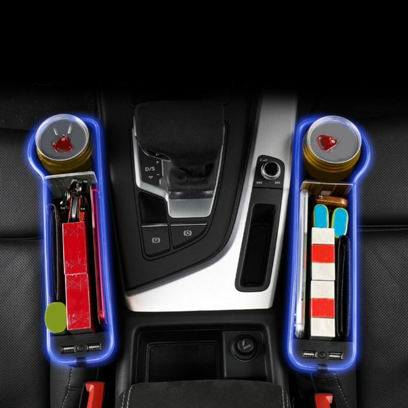 USB Charging LED Car Seat Gap Organizer - Image 0