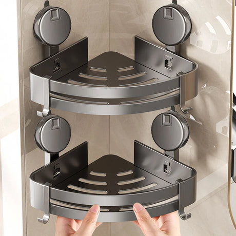 No-Drill Suction Powered Corner Bathroom Organizer - Image 0