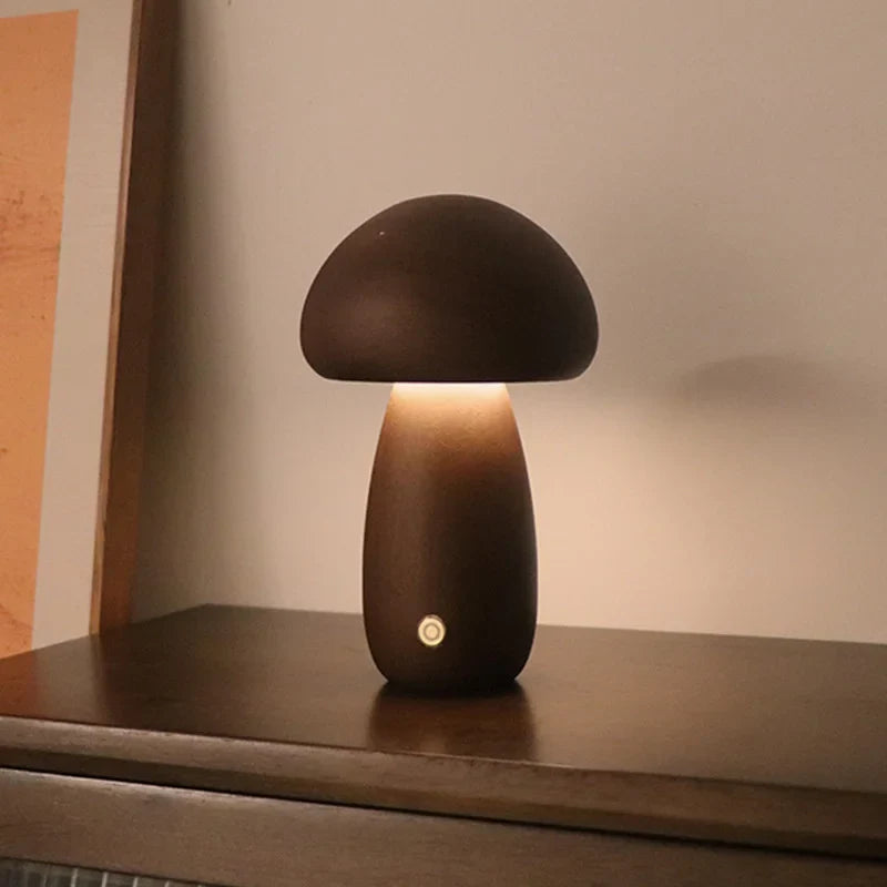 Touch Switch Wooden Mushroom LED Night Lamp - Image 11