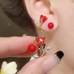 Artistic Red Flower Korean Style Zircon Earrings