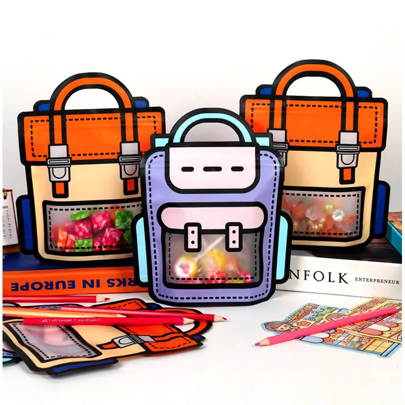 50pcs Creative 2D Cartoon Schoolbag