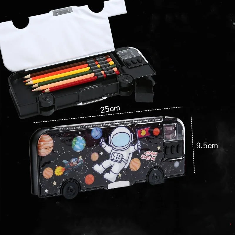 Cartoon Bus Multifunctional Kids Stationery Pencil Box - Image 6