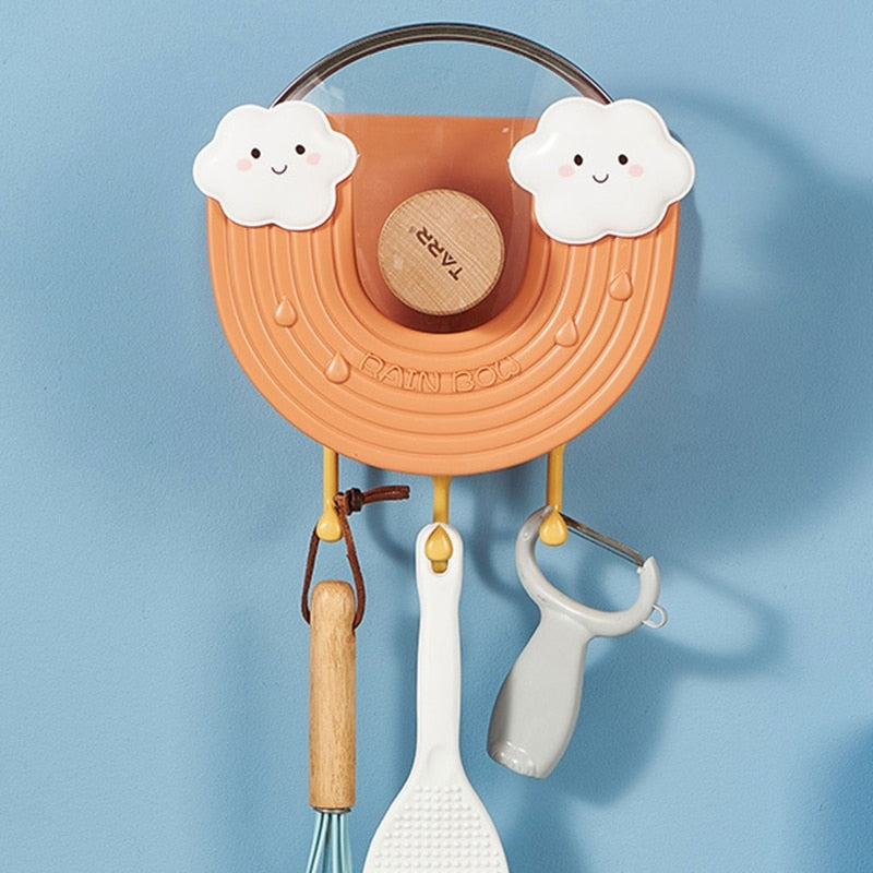 Rainbow Wall-Mounted Hook Kitchen Pot Lid Holder - Image 0