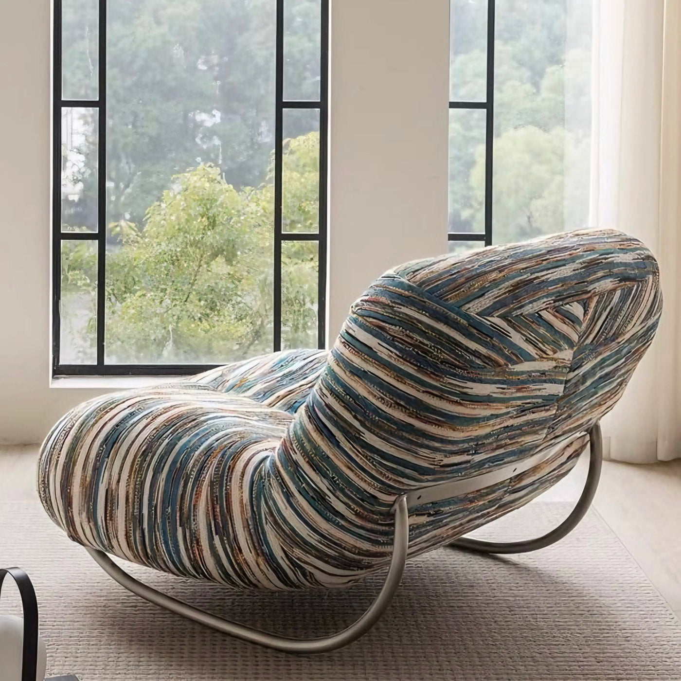 Italian Lounge Modern Curved Rocking Chair - Image 2