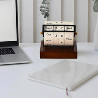 Mid-Century Rotating Wooden Perpetual Desk Calendar - Image 4