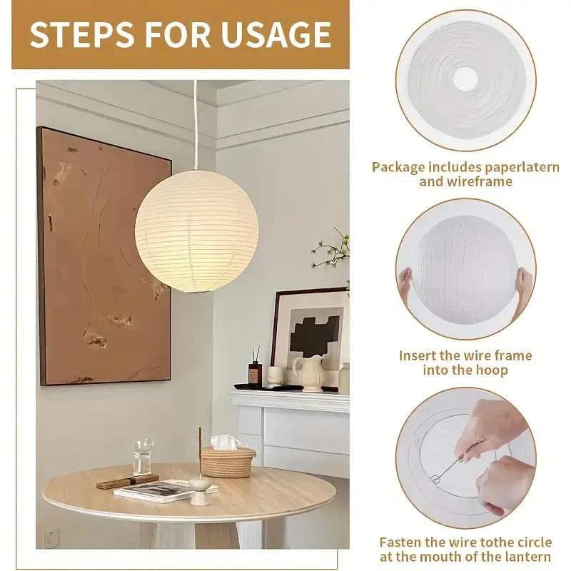Japanese Style Paper Lantern Pendant Ceiling Lamp - Image 4