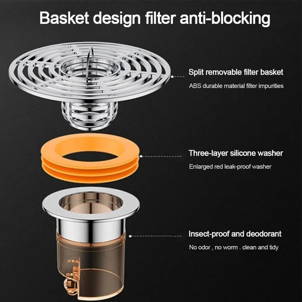 Magnetic Self-Closing Anti-Odor Bathroom Strainer Cover