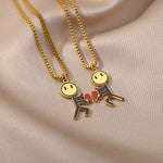 2pcs Double Love Heart Necklace