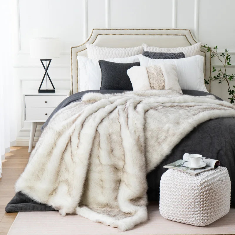 Cozy Couture Deluxe Faux Fur Sofa Blanket