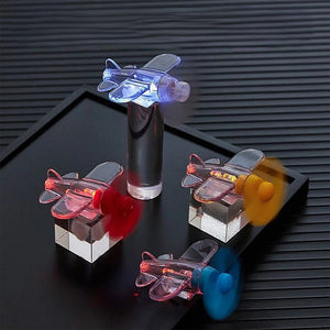 Wind-Powered LED Mini Airplane Car Decor - Image 0