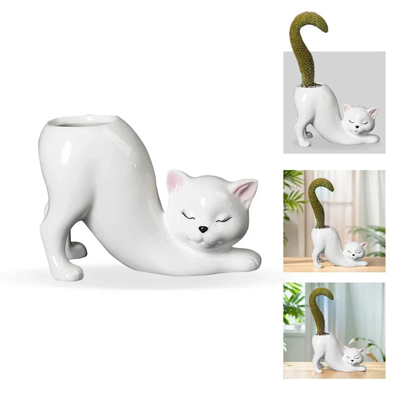 Grow a Tail Cat-Shaped Planter Vase - Image 4