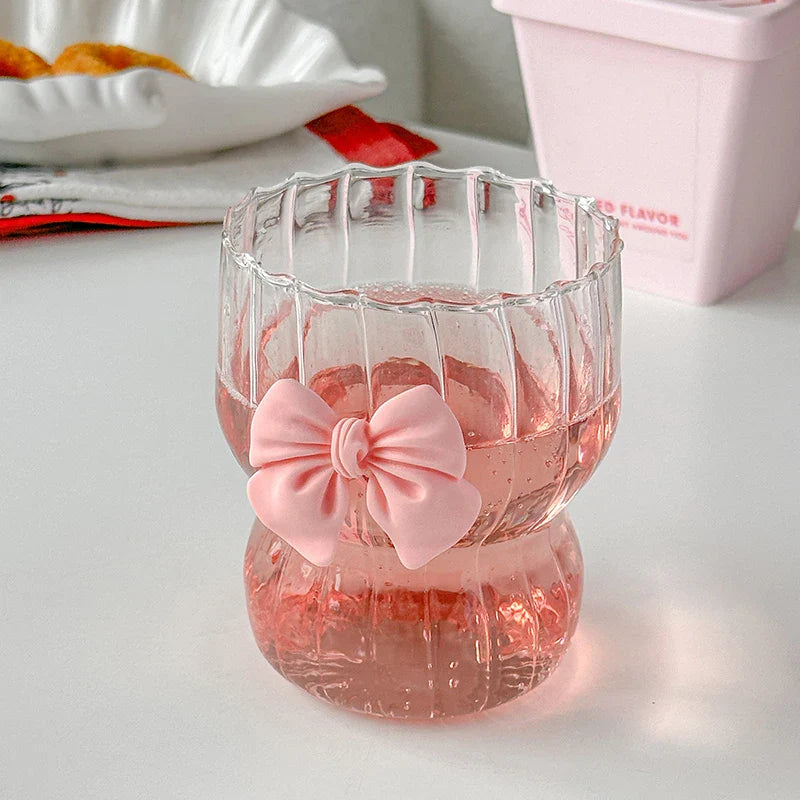 Cute Ribbon Glass Coffee Mug - Image 1