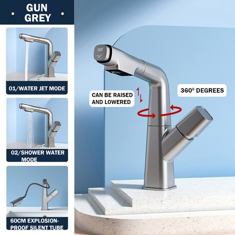 Futuristic Rotating European Pull Out Faucet