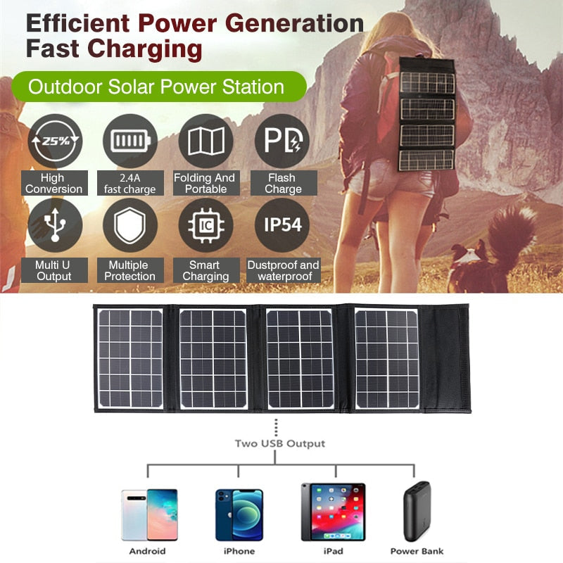 Solar Power Foldable Travel Power Bank