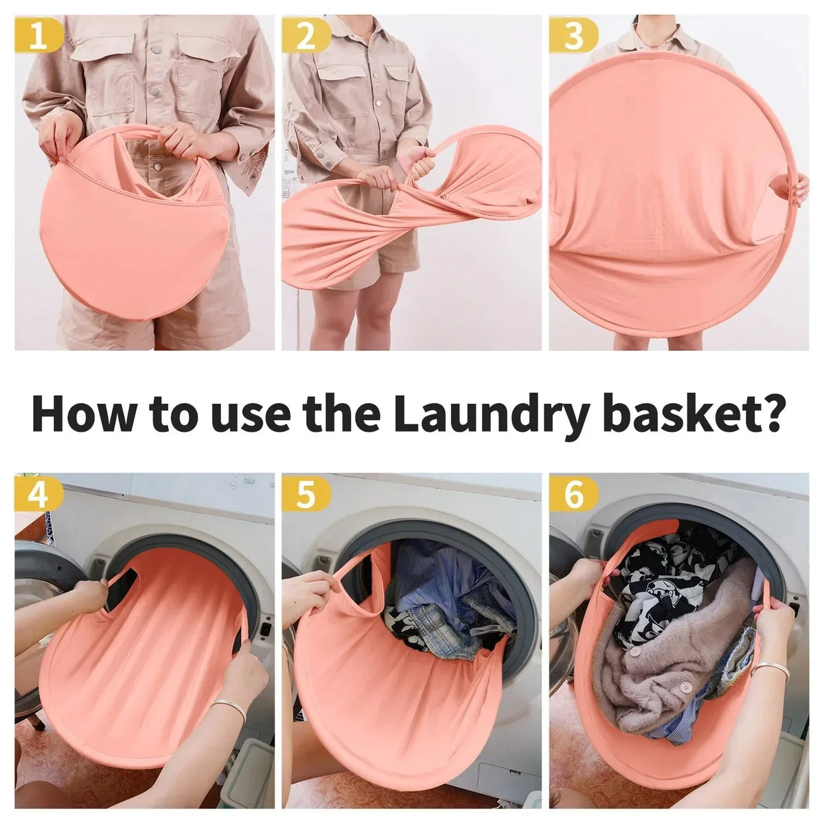 Collapsible Foldable Laundry Storage Basket Bag