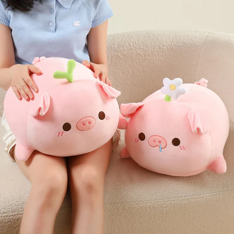 Petal Piggy Kawaii Flower Plush Pillow