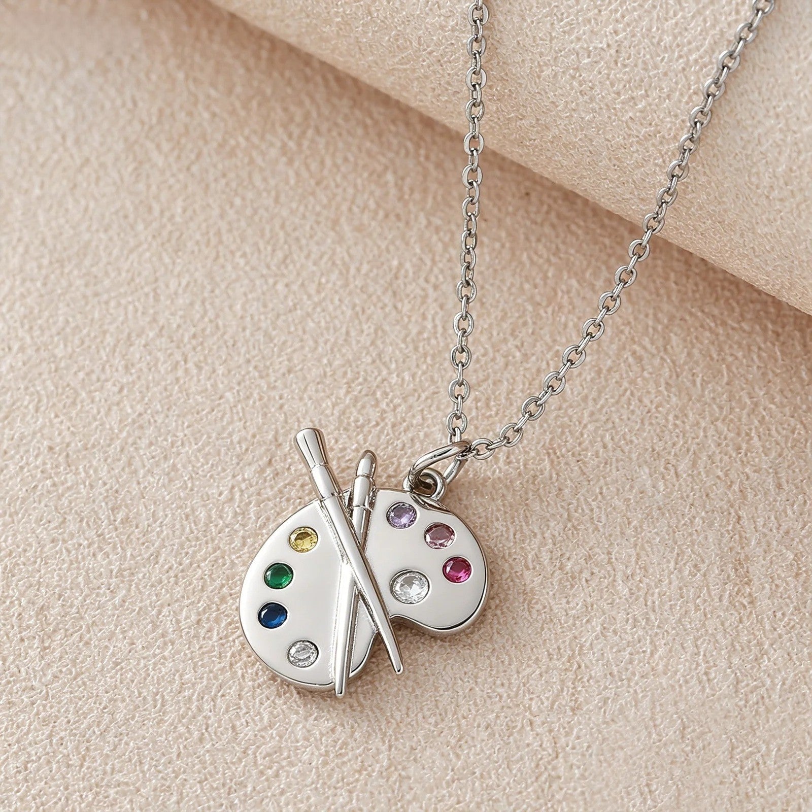 Artist Palette Gemstone Pendant Necklace - Image 1