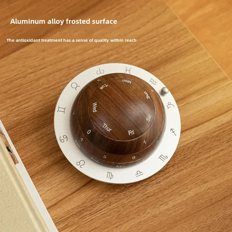 Cosmic Cycle Minimalist Rotating Wooden Calendar - Image 4