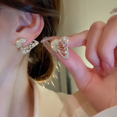 Shiny Zircon Korean Style Butterfly Chic Earrings - Image 0