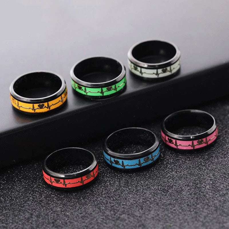 Heart Beat Titanium Steel Couple Rings - Image 5