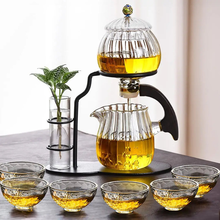 Vintage Pumpkin-Inspired Glass Tea Set - Image 3