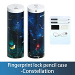 Fingerprint Lock Double Layer Cylindrical Pencil Case