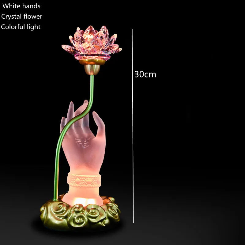 Sacred Lotus Hand Crystal Lamp - Image 8