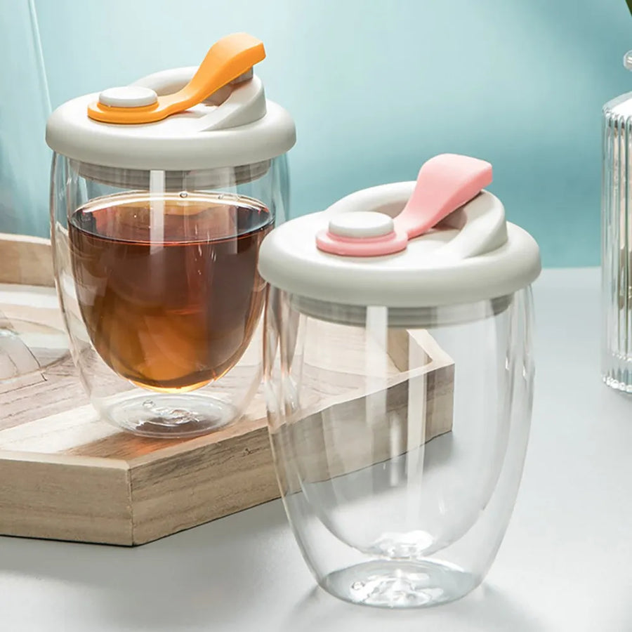 Leak-Proof Double Wall Glass Transparent Mug - Image 3
