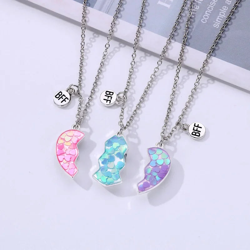 Magnetic Peach Broken Heart Necklace - Image 3