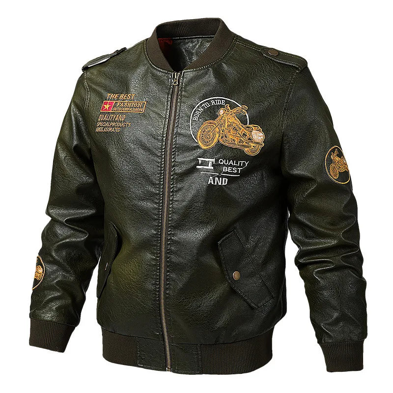Classic Biker Men Faux Leather Motorcycle Jacket - Image 5
