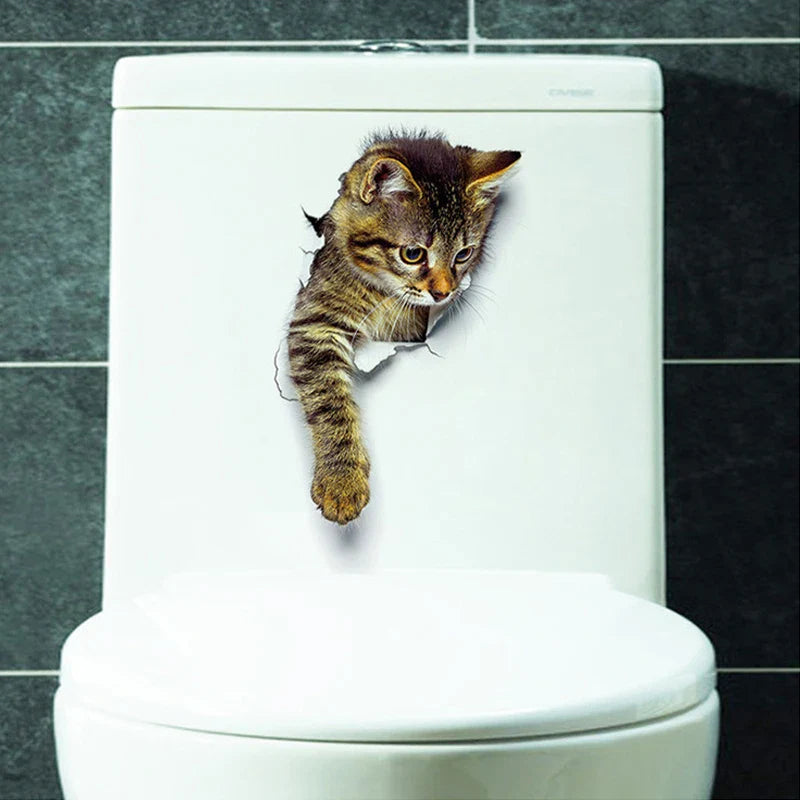 3D Toilet Protector Cat Sticker - Image 1