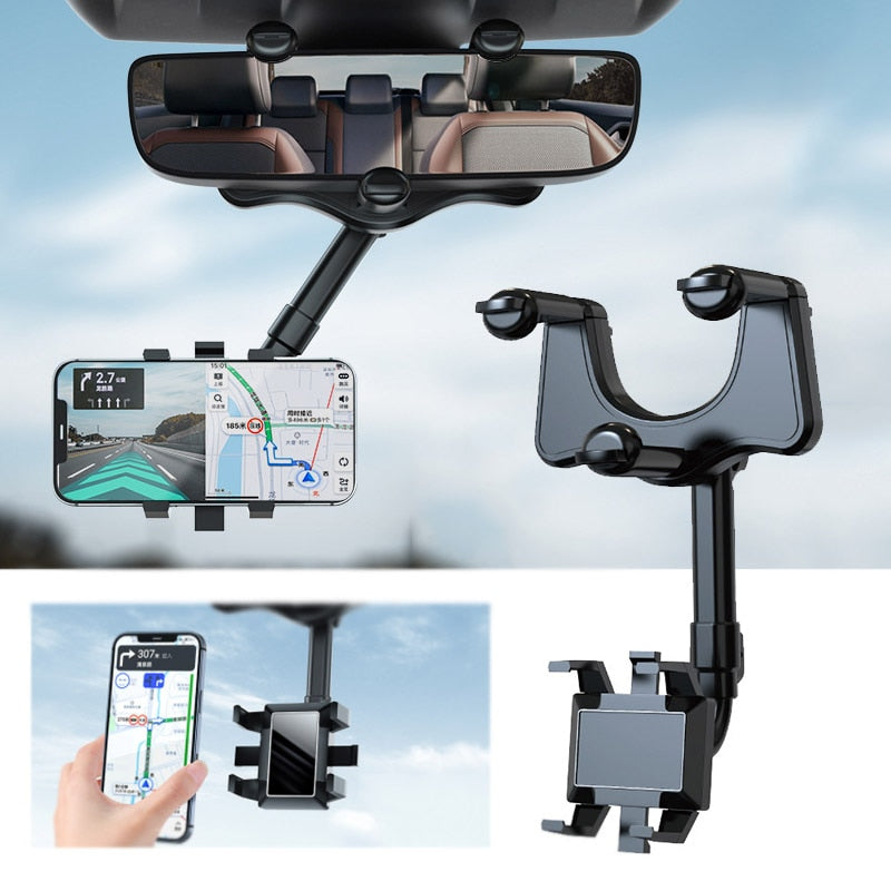 Rotating Rearview Mirror Phone Holder - Image 0