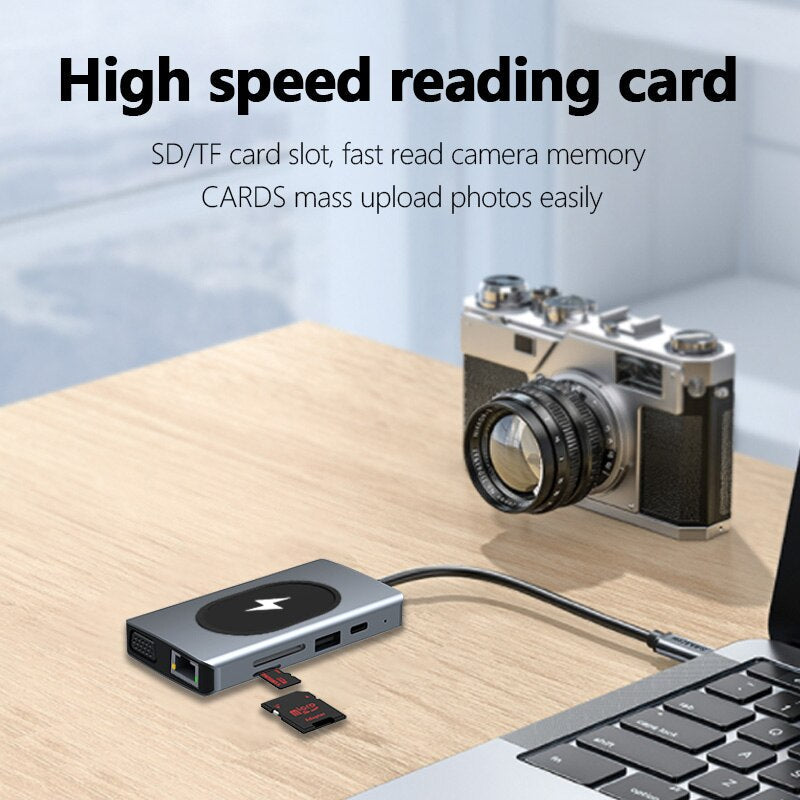 USB Type C Adapter For MacBook Pro with Wireless Charger - Image 5