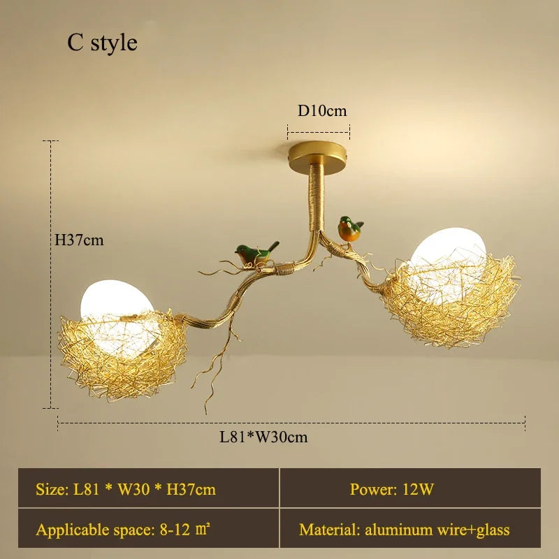 Bird Nest Egg Rustic Minimalist Lamp