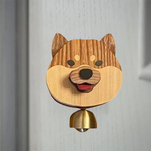 Playful Shiba Dog Face Wooden Doorbell - Image 0