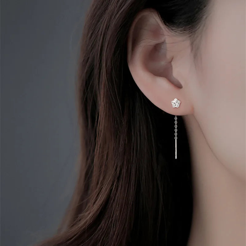 Elegant Slim Geometric Chain Earrings - Image 7
