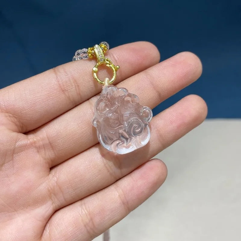 Vintage Style Rose Quartz Pendant Necklace