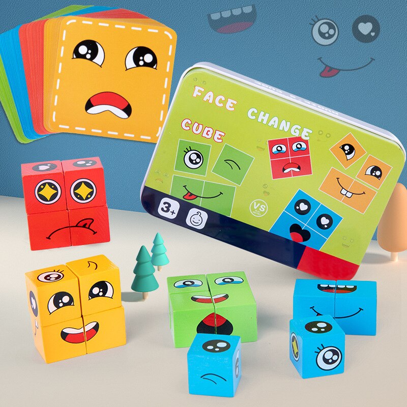 Expressive Face Montessori Cube Game - Image 0