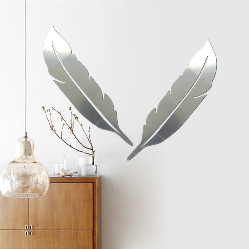 3D Feather Art Mirror Wall Sticker - Image 2