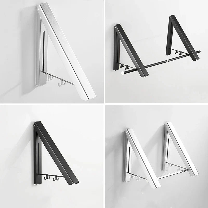 Space Saver Foldable Wall Clothes Aluminum Rack - Image 2