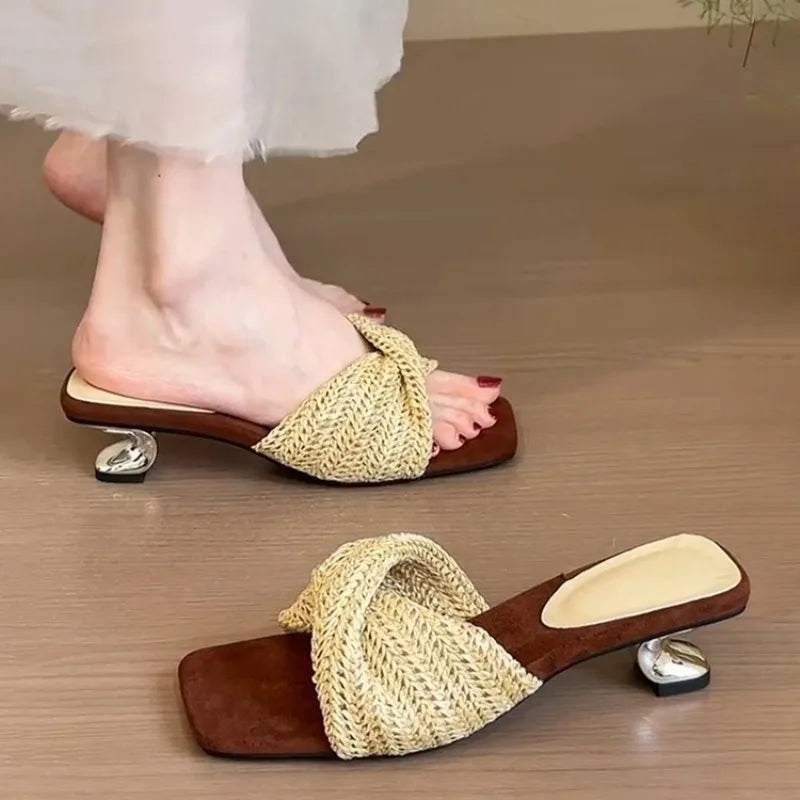 Breeze Mule Knit Square Toe Heeled Sandals - Image 5