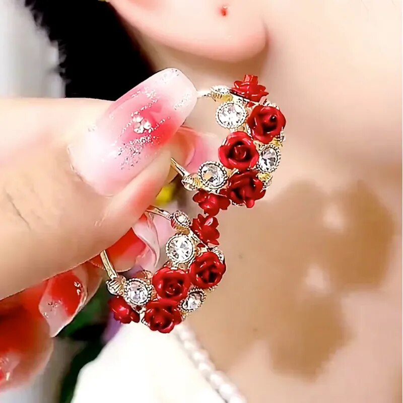 Rose Romance Stylish Zircon Earrings - Image 1